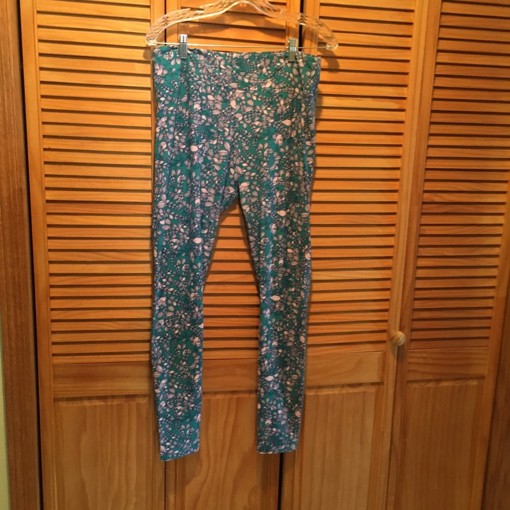 Tall and Curvy LulaRoe Leggings, Green and Pink